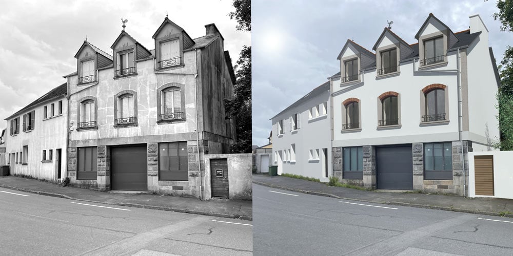 Création de logements collectifs à Landerneau - rénovation - Finistère Architecture